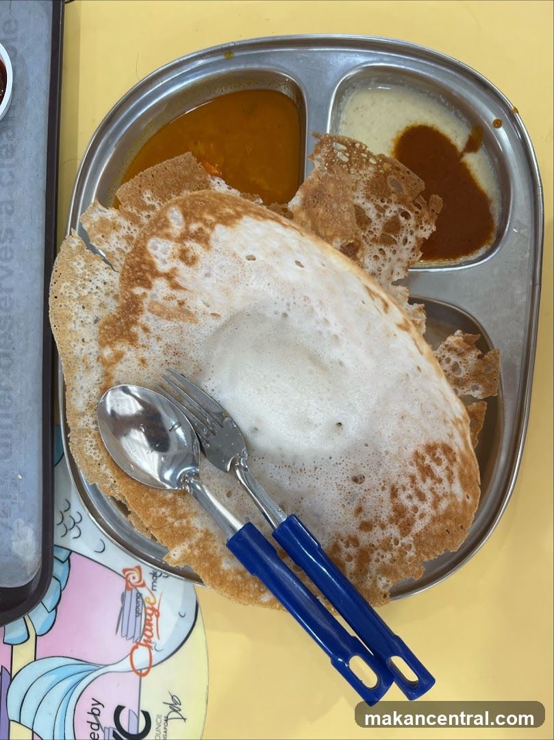 Food served on metal tray
