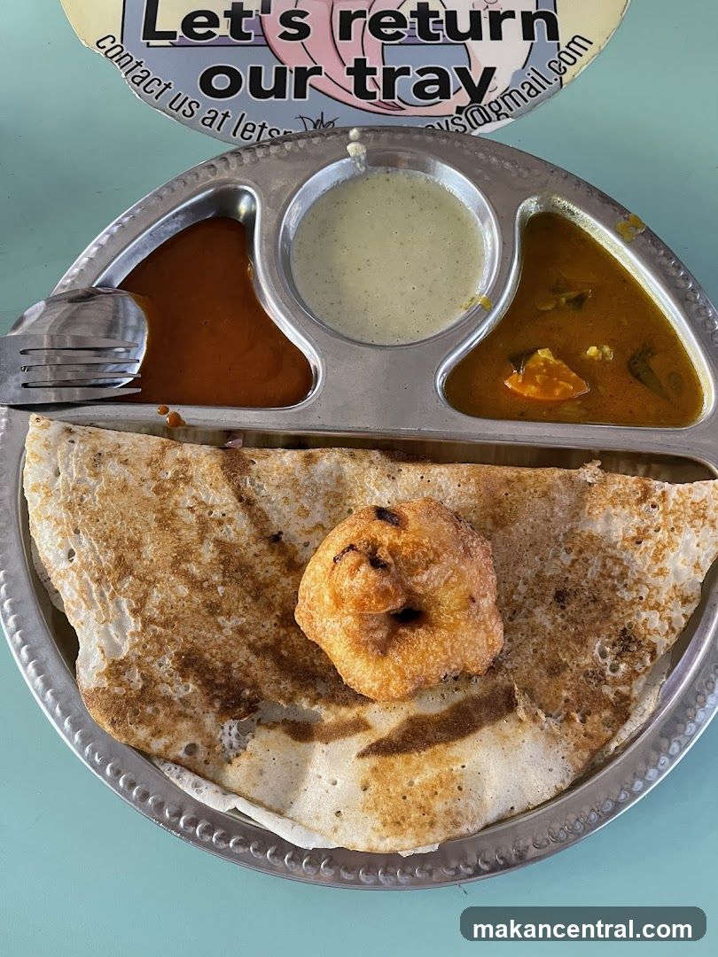 Food Plate with Dosa and Sauces