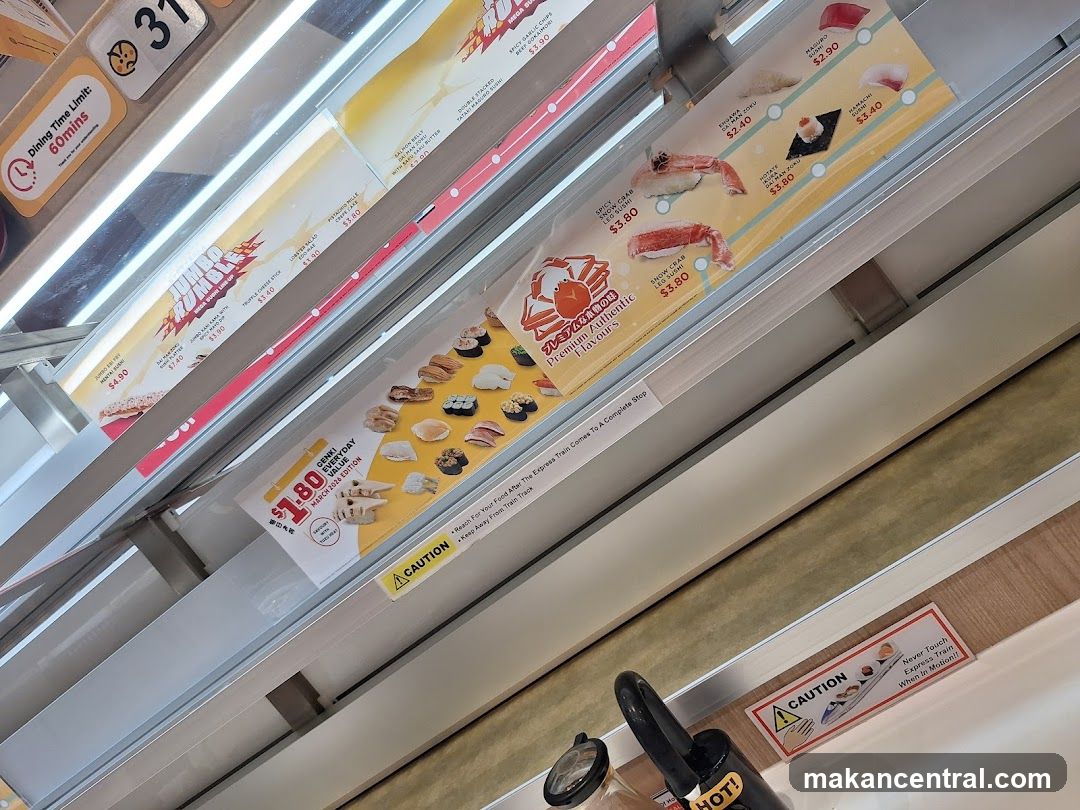 Sushi conveyor belt restaurant interior