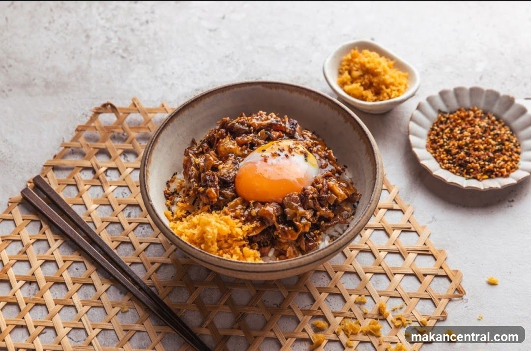 Bowl of rice dish with toppings