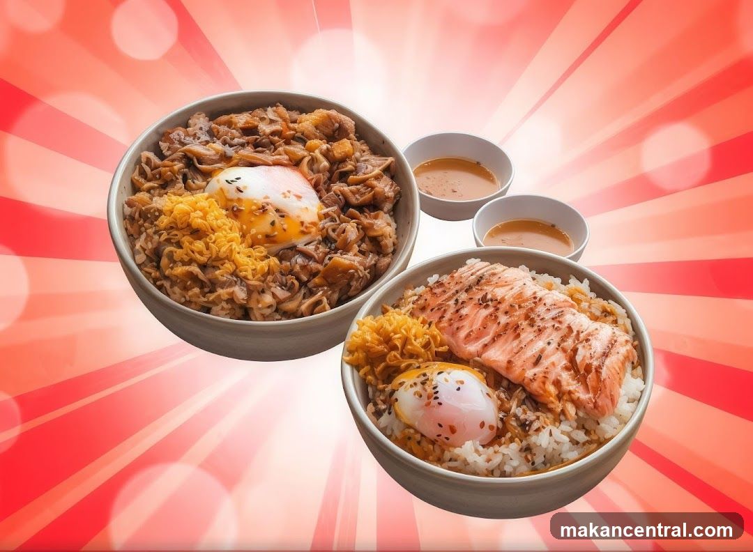 Food bowls with sauces