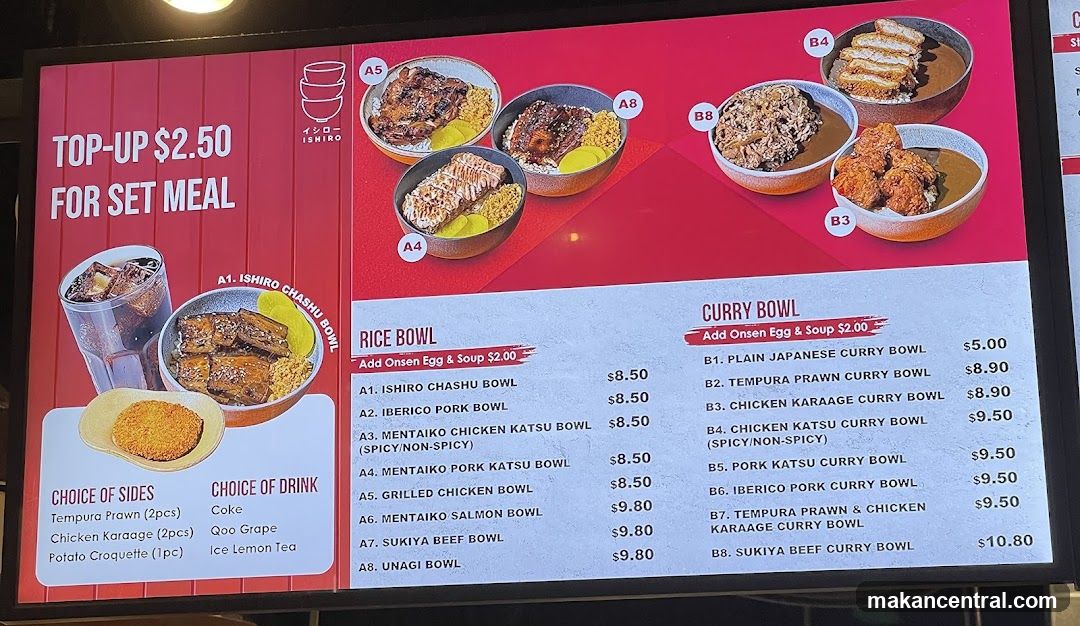 Ishiro Rice & Curry Bowl Menu