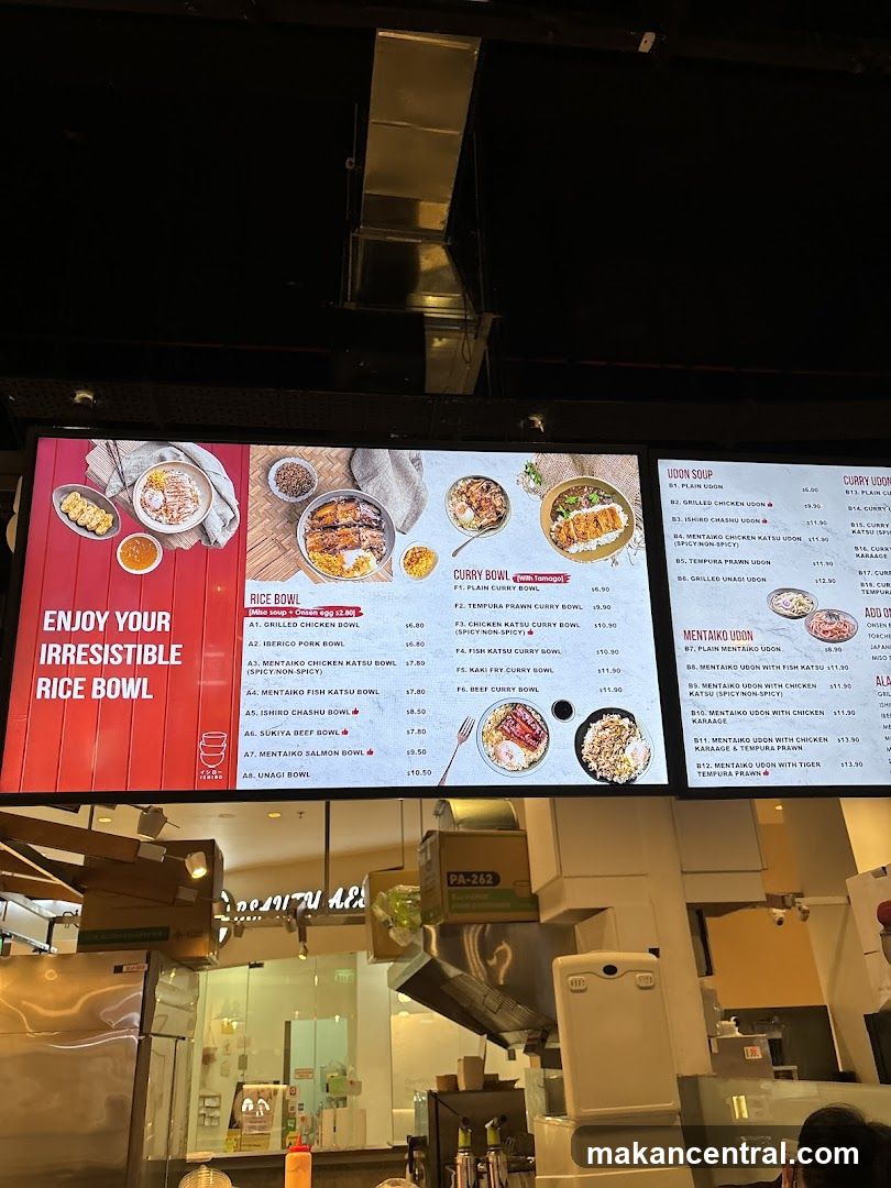 Rice Bowl and Udon Menu Display