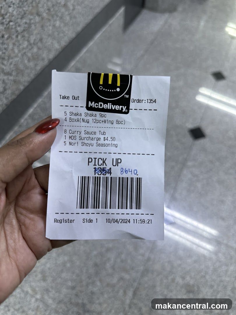 McDelivery Take Out Receipt