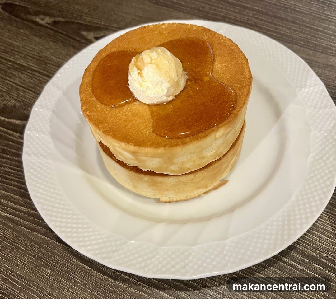 Pancake Stack with Syrup and Ice Cream