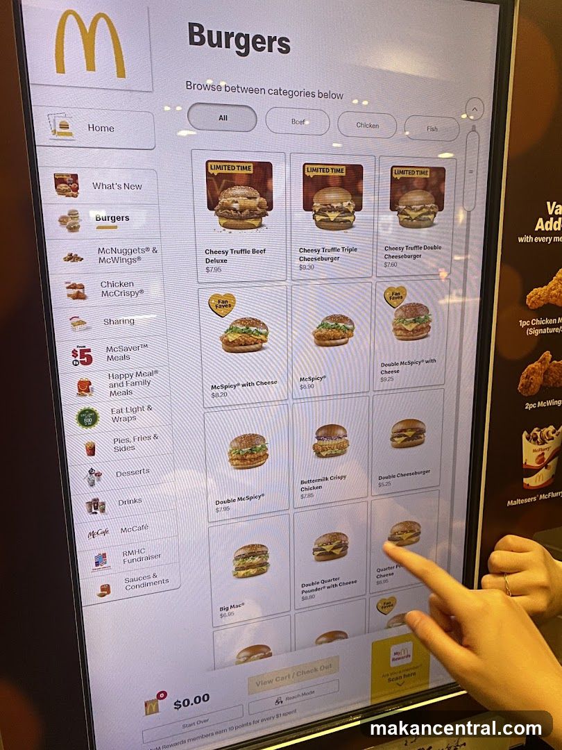 McDonald's Burger Menu Display