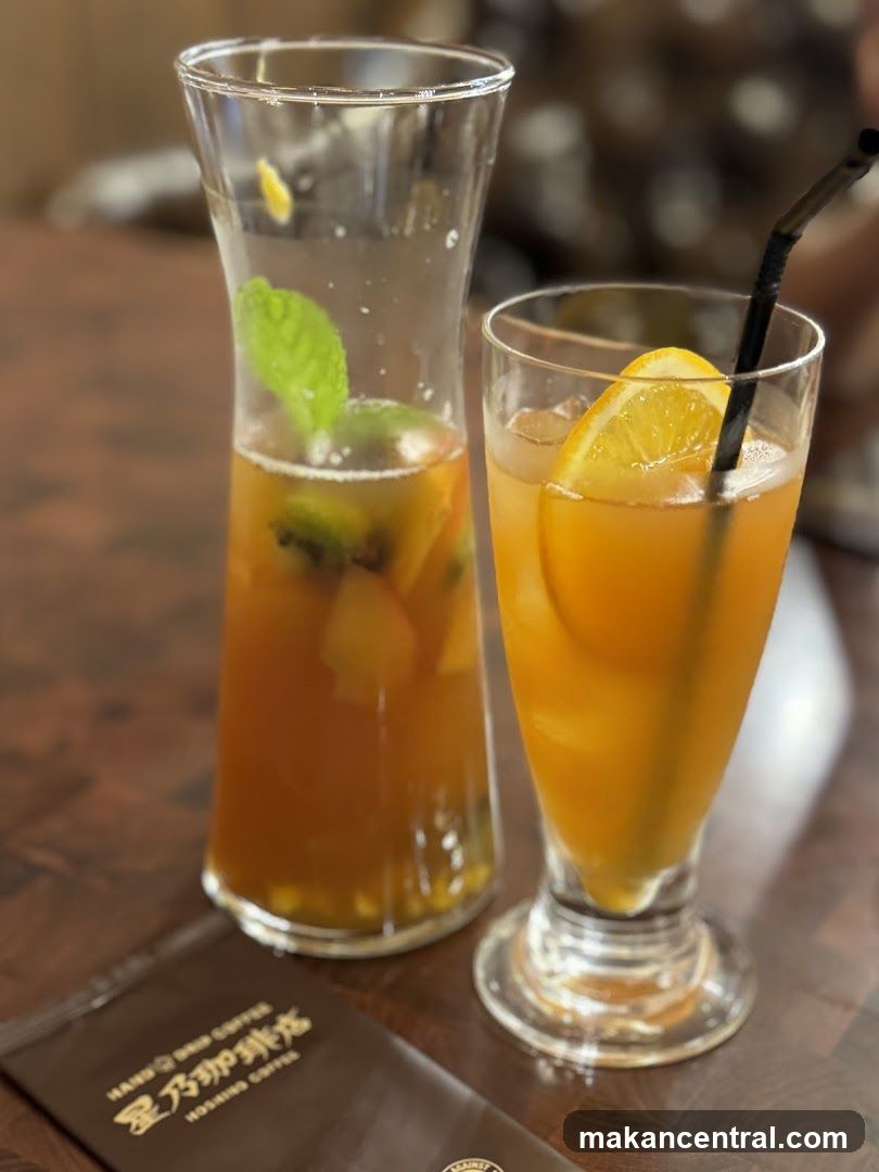 Two beverages on wooden table