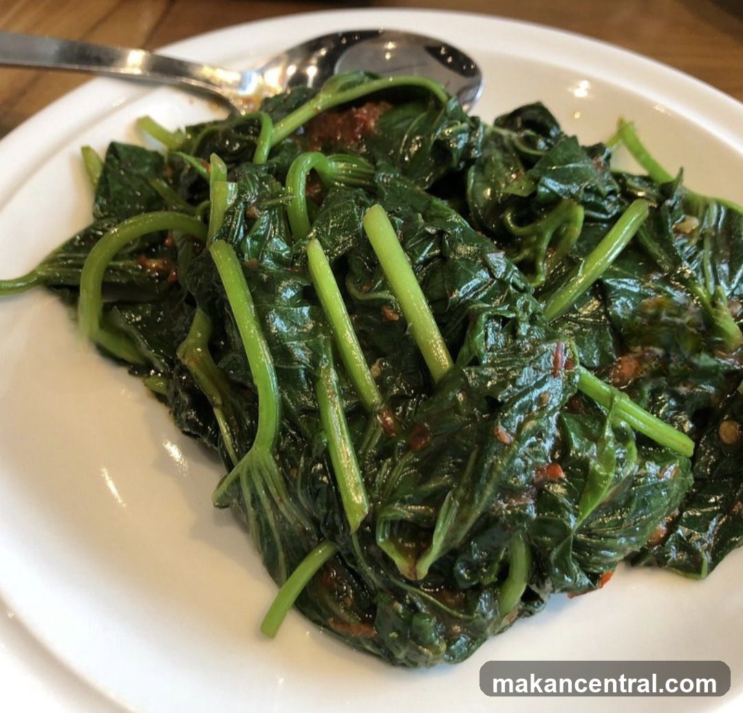 Stir-fried greens on a plate