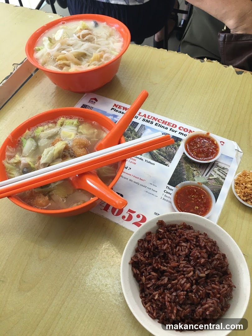 Food and Printed Material on Table