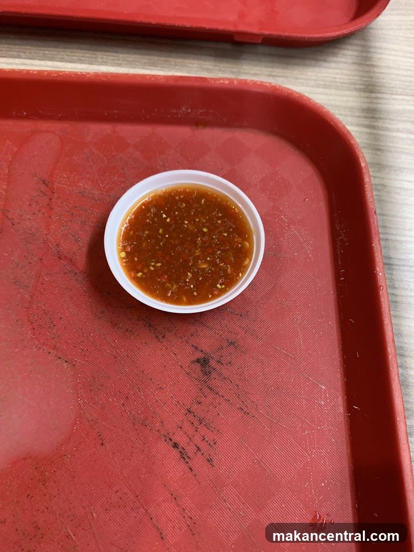 Red tray with sauce