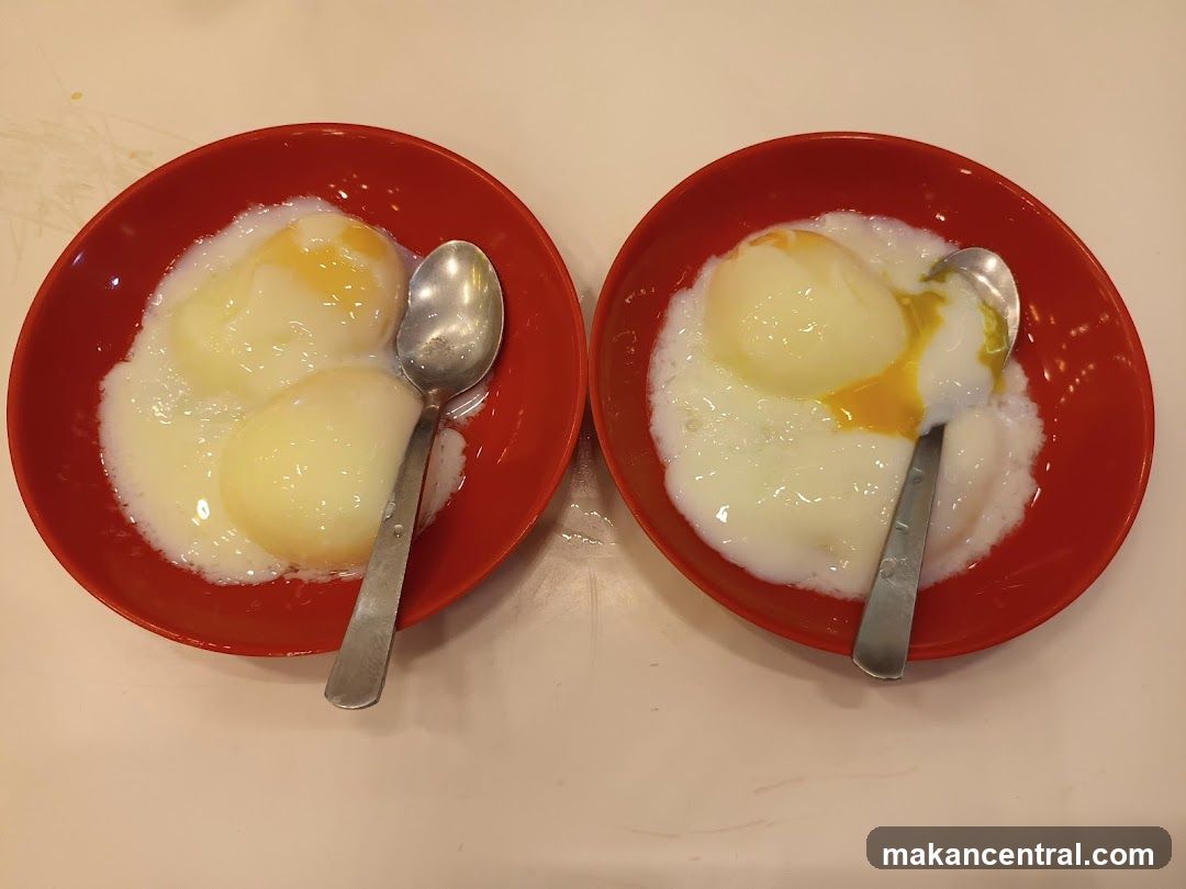 Two bowls of soft-boiled eggs