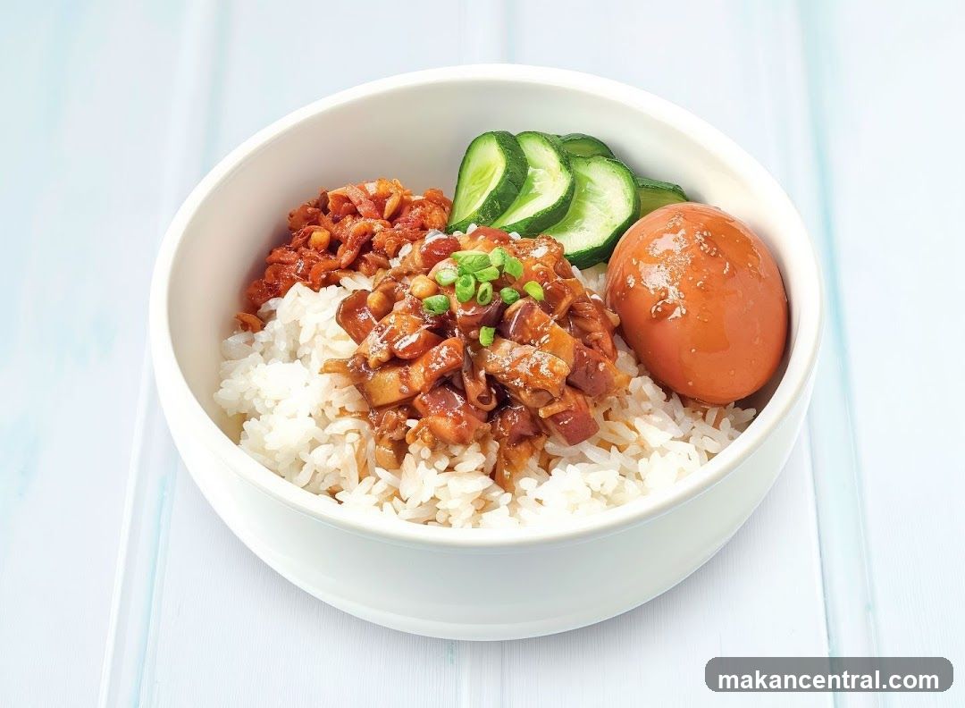 Rice Bowl with Sauce, Egg, and Cucumber