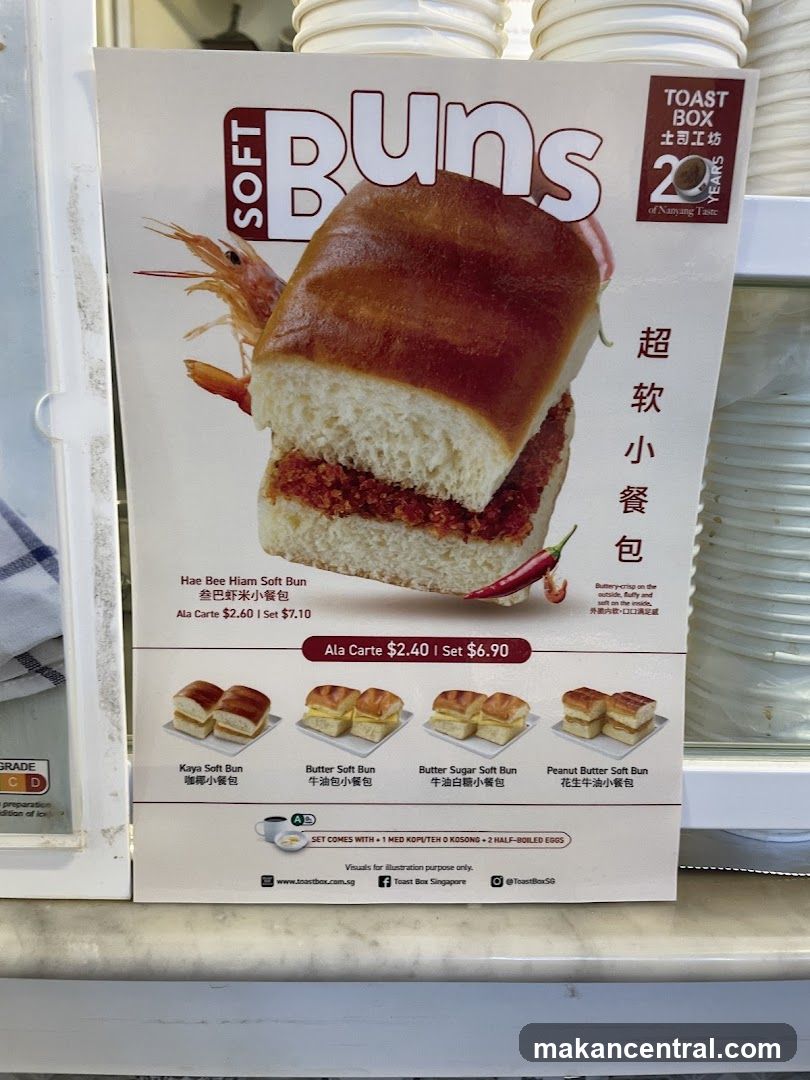 Toast Box Soft Buns Menu Board