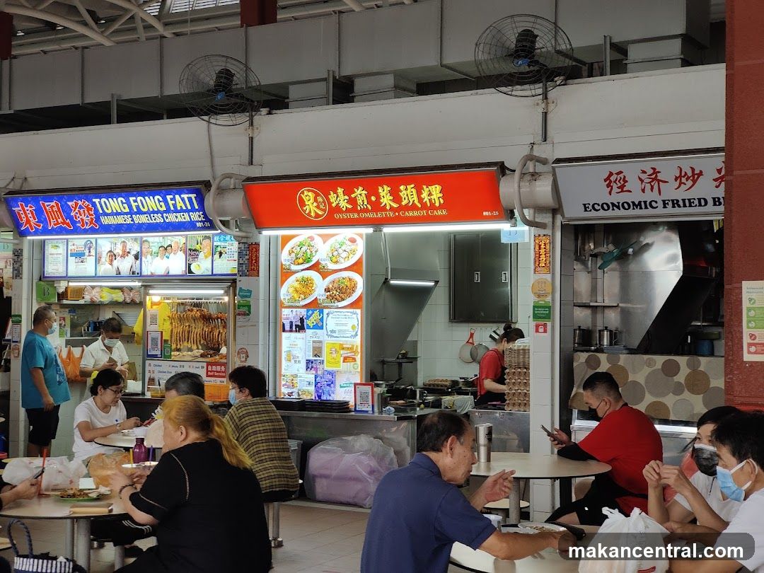 Food court interior with multiple stalls