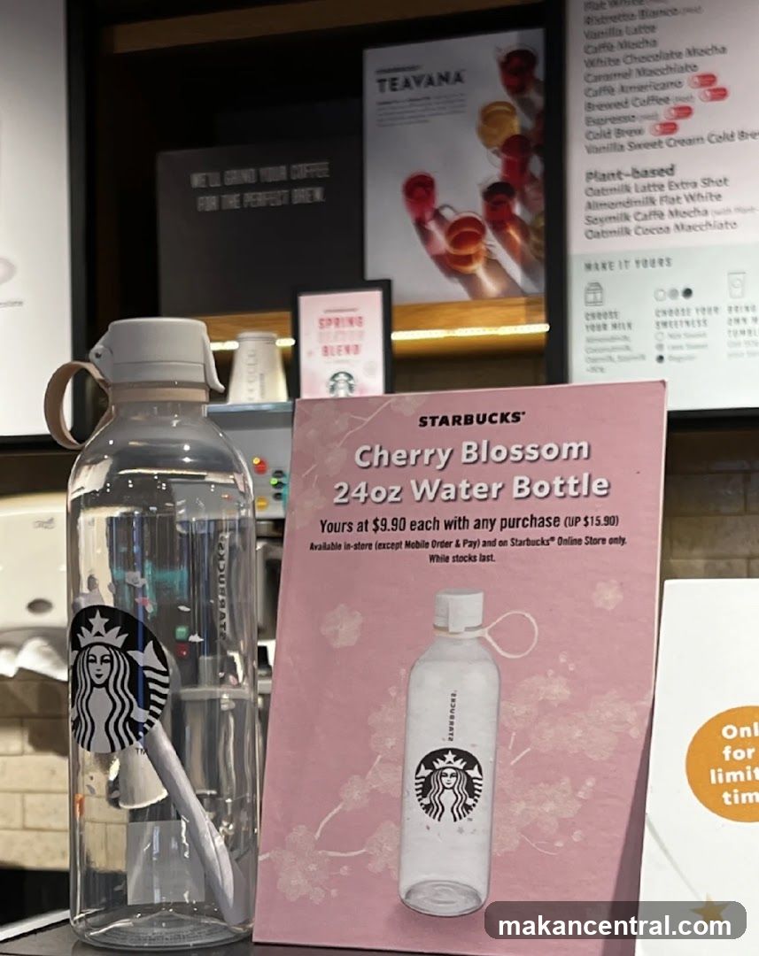 Starbucks Cherry Blossom Water Bottle Display