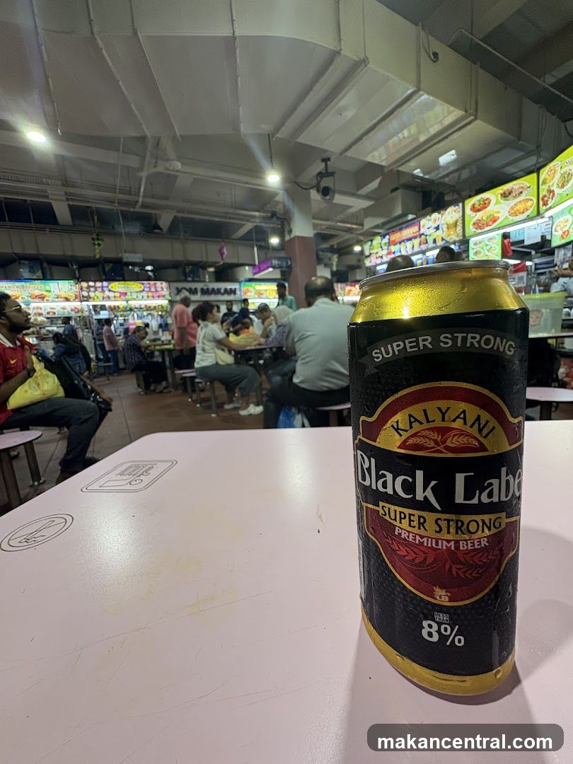 Food court interior with beer can