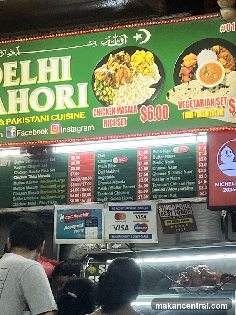 Delhi Kahori & Pakistani Cuisine Menu Board