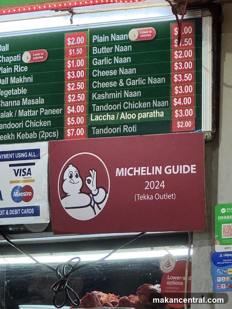 Indian Food Menu with Michelin Guide 2024 Signage