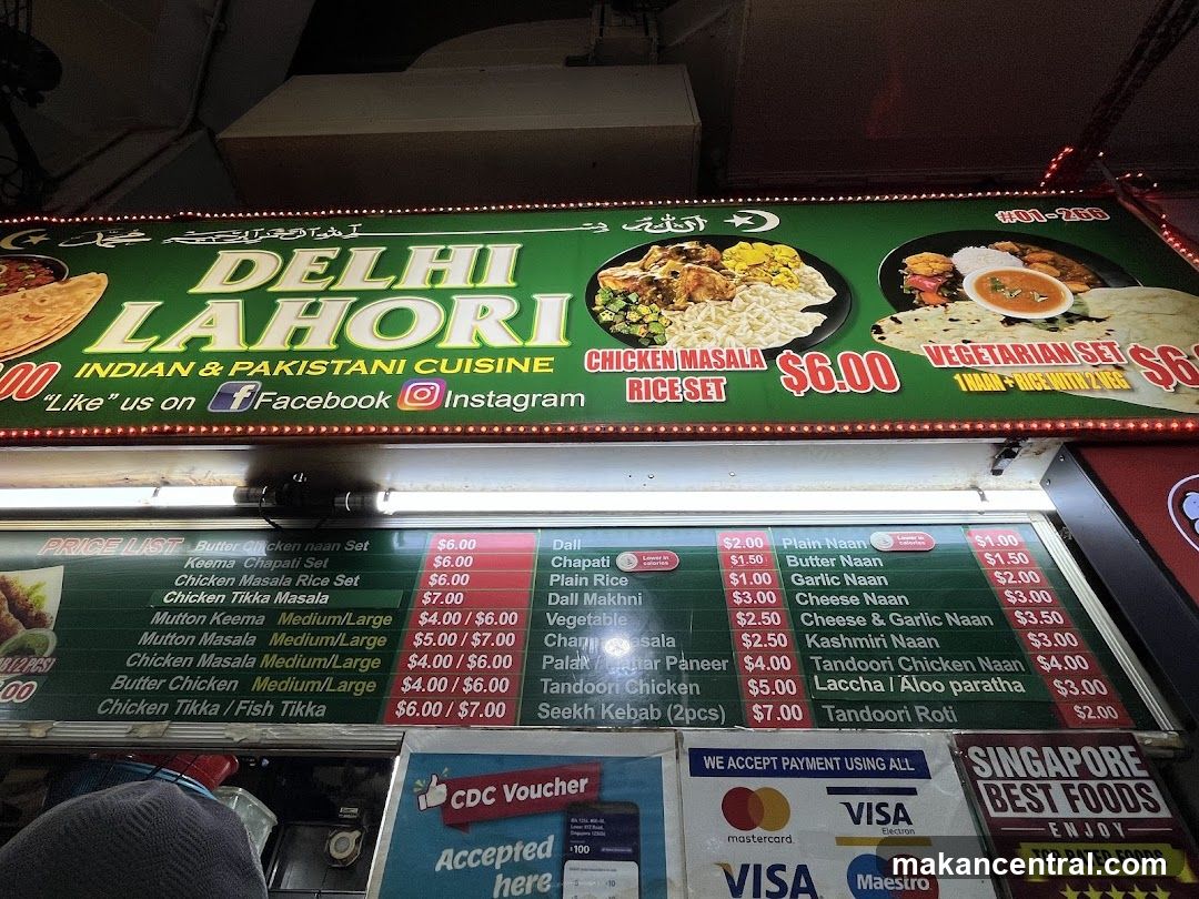 Delhi Lahori Menu Board