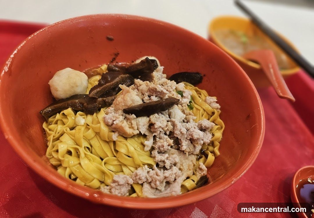 Noodle Dish in Red Bowl