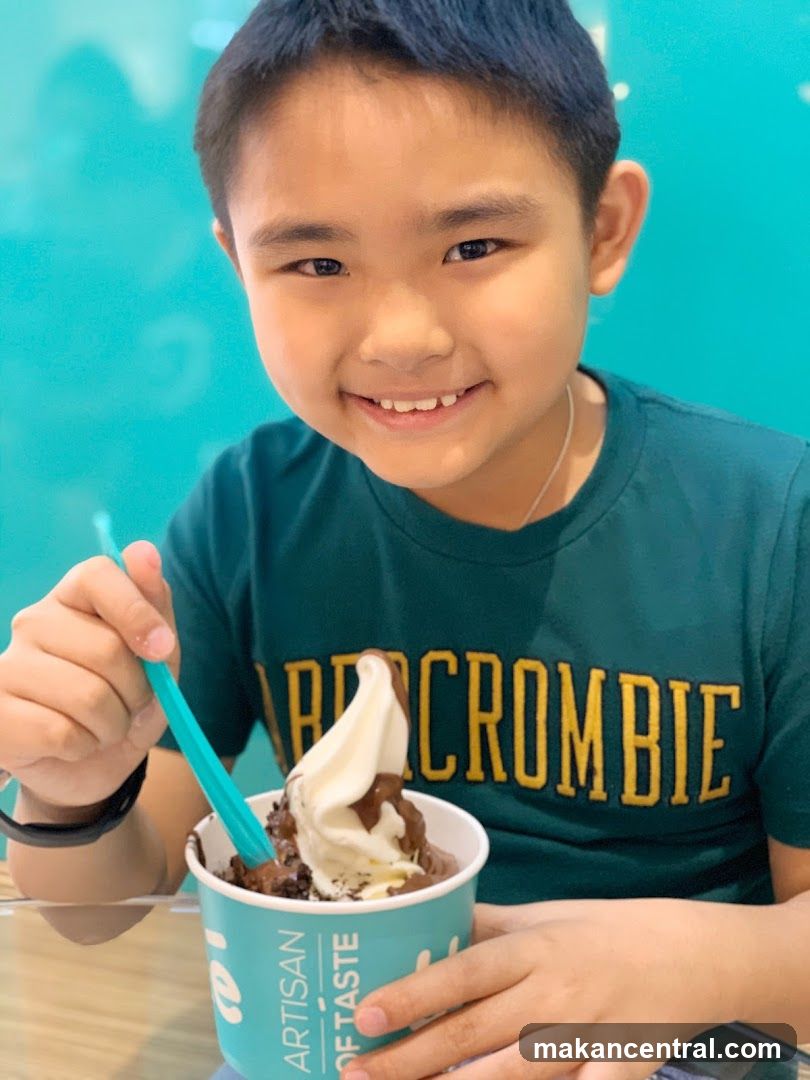 Child enjoying dessert