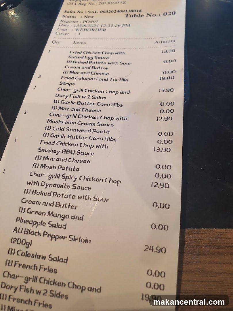 Receipt from restaurant