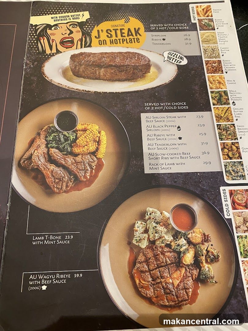 J'STEAK ON HOTPLATE Menu Section