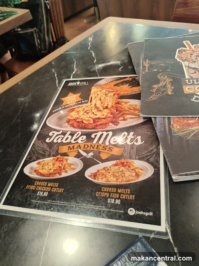 Josh's Grill Menu Display