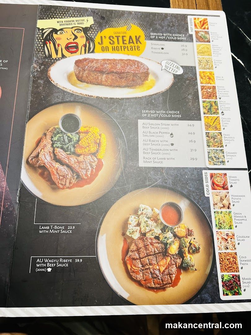 J'STEAK on HOTPLATE Menu Section