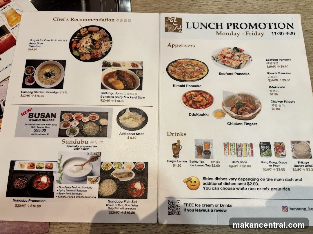 Hansang Lunch Promotion Menu