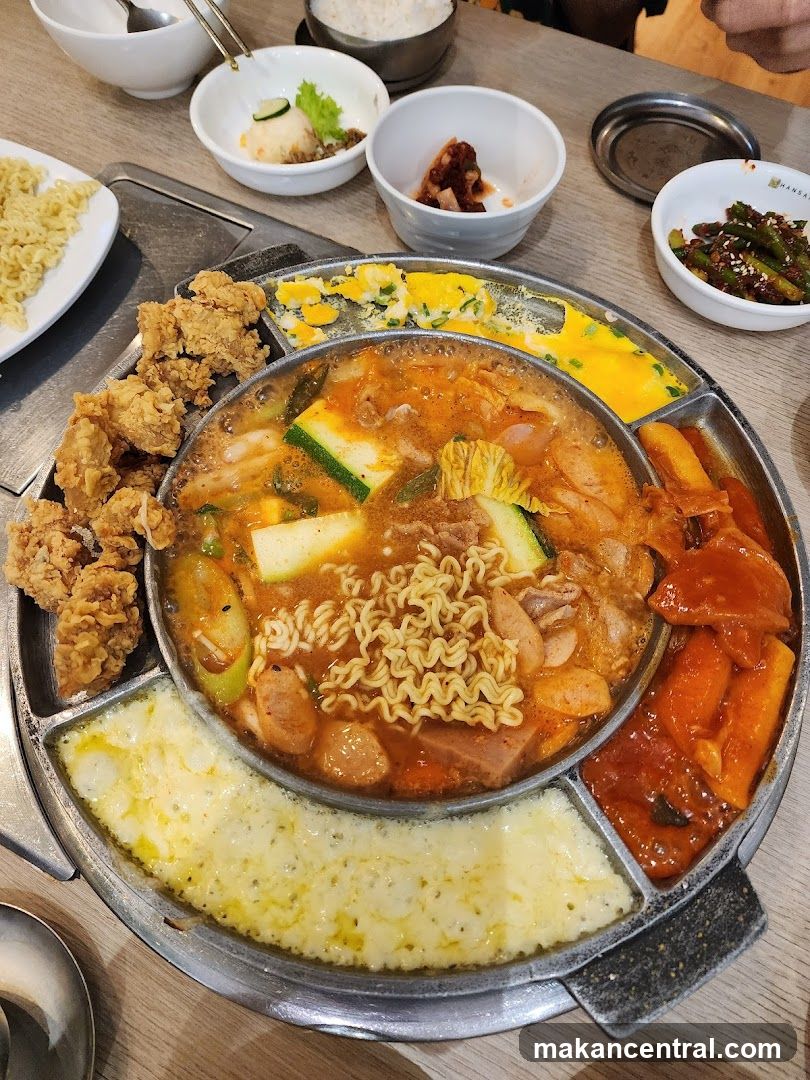 Dining Table with Multi-Compartment Korean Hot Pot