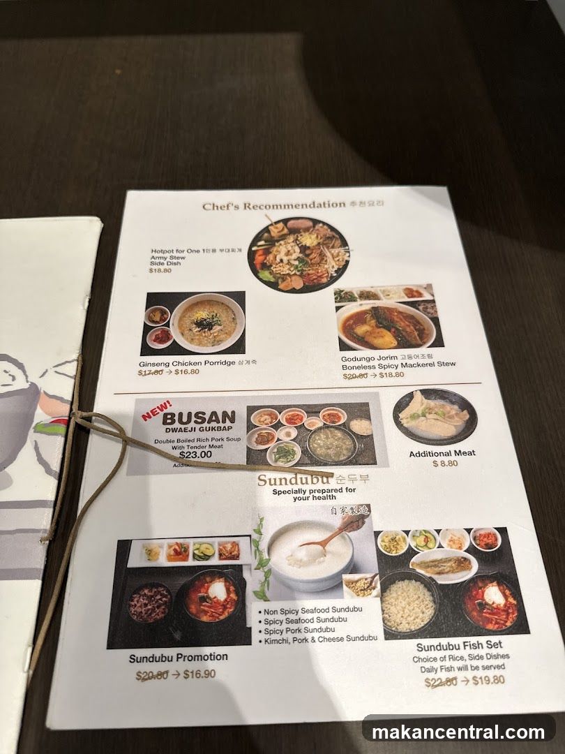 Chef's Recommendation Menu
