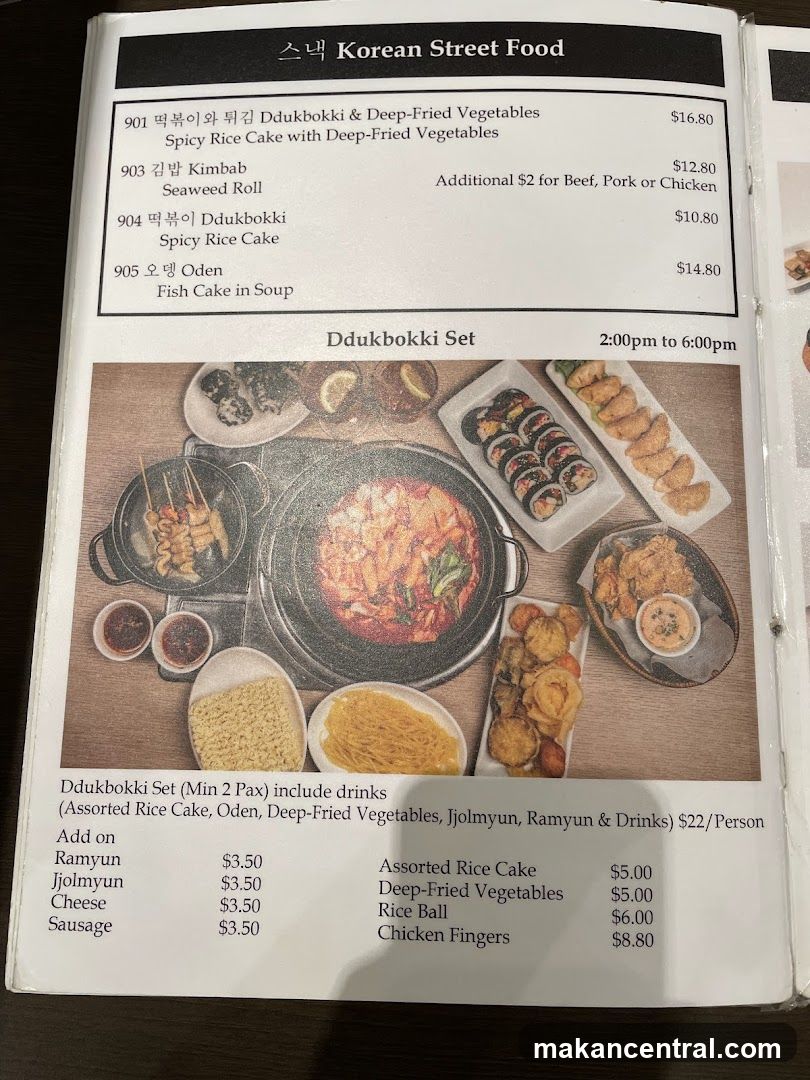 Korean Street Food Menu