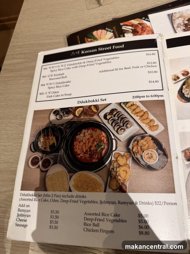 Korean Street Food Menu