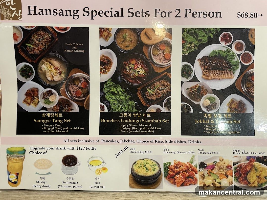 Hansang Special Sets For 2 Person