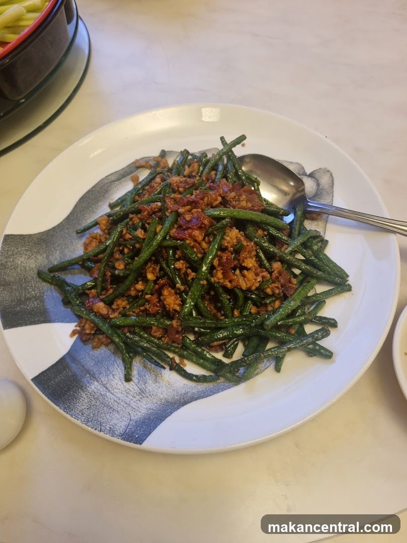 Plate of Stir-Fried Green Beans with Meat