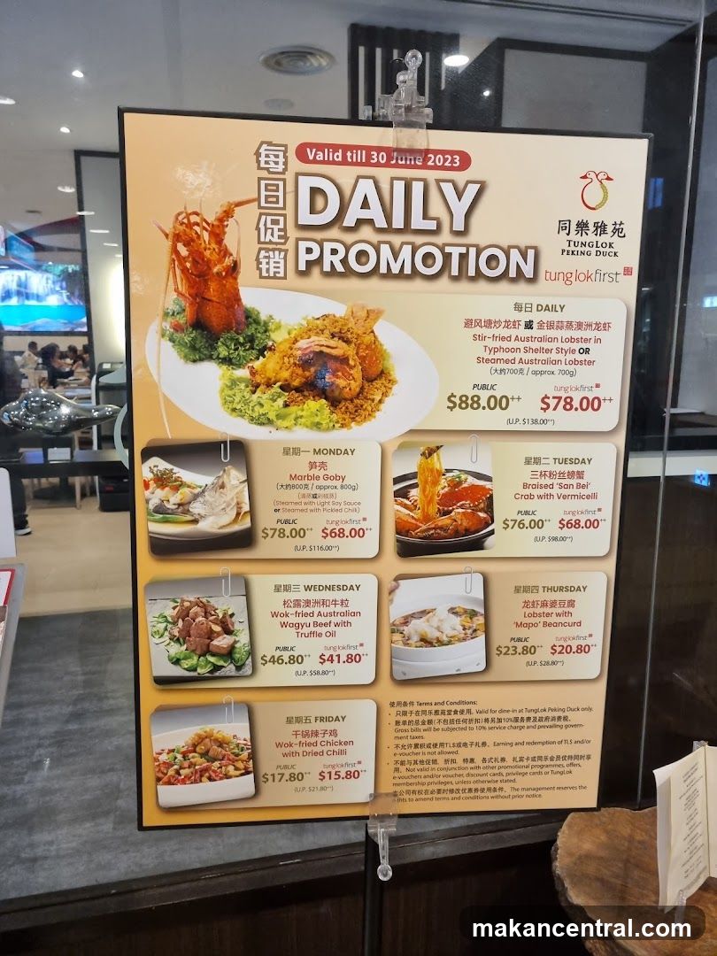 Daily Promotion Signboard at Tunglok Peking Duck