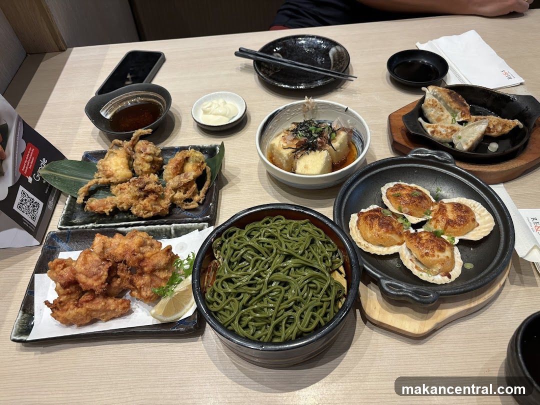 Table with Japanese dishes