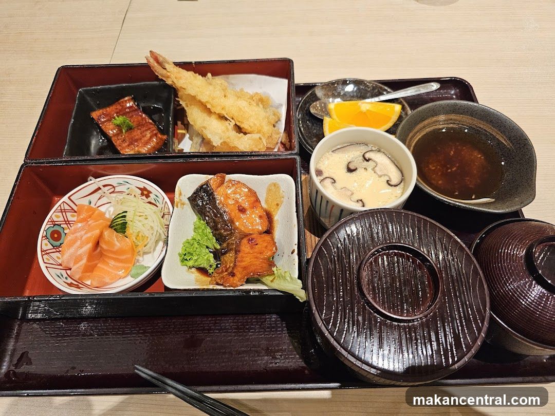 Japanese meal served on tray