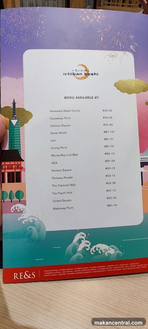 Ichiban Boshi Menu Availability List