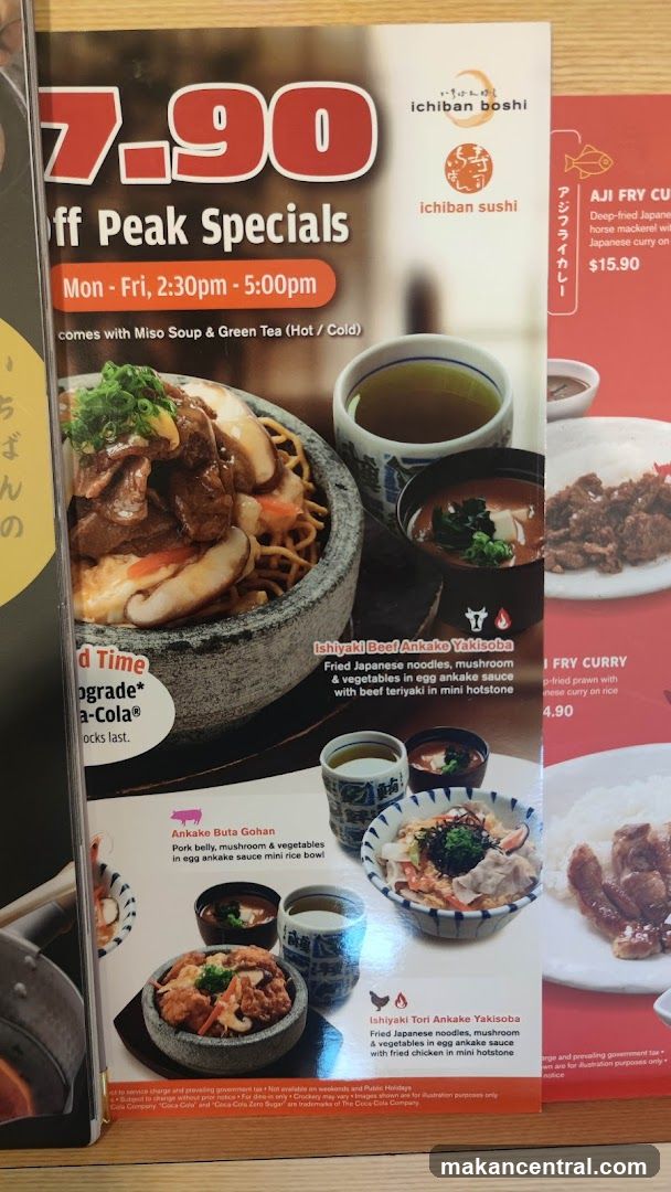 Ichiban Boshi Off Peak Specials Menu