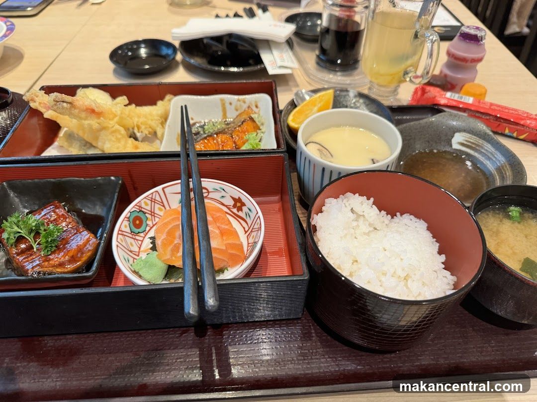 Japanese meal served in bento box