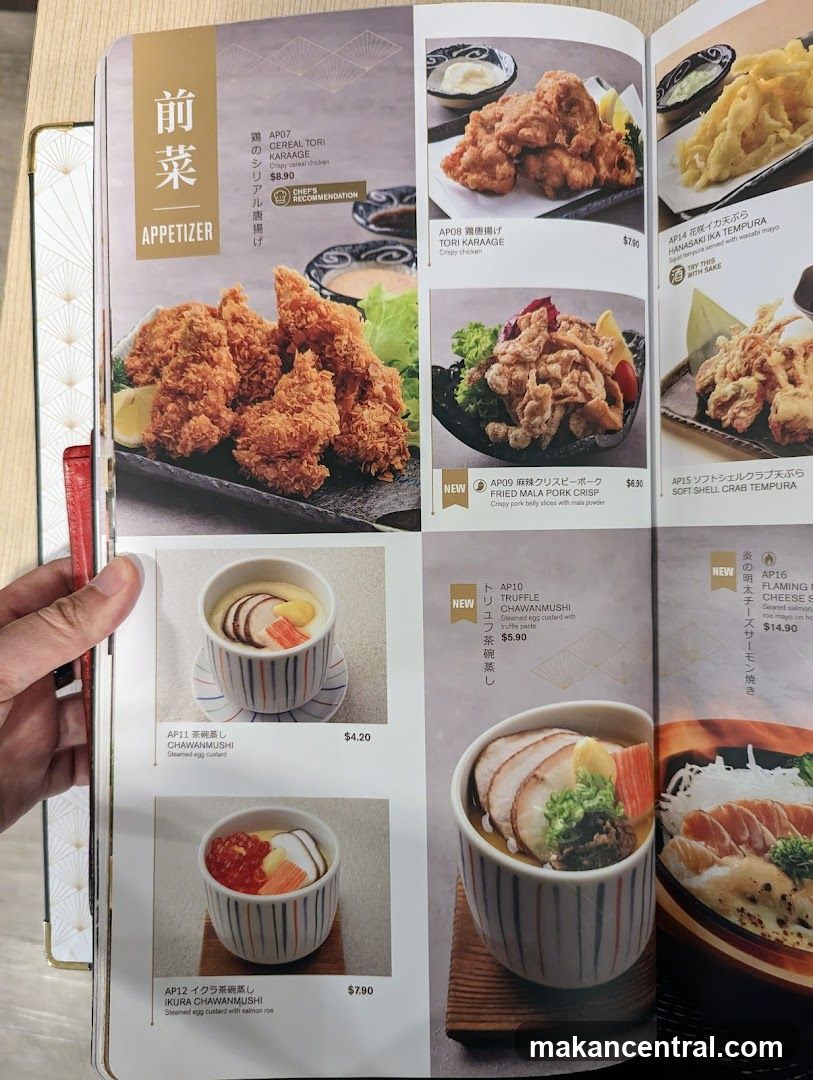 Appetizer Section of Menu