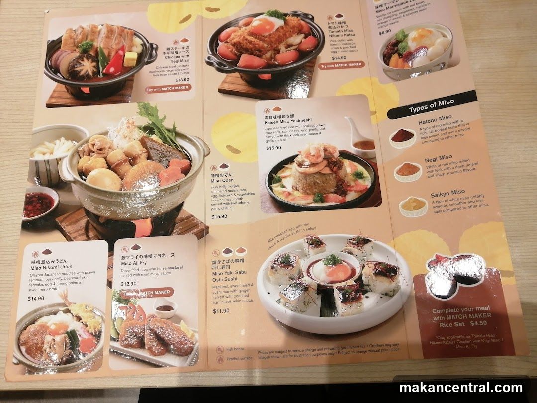 Japanese Miso Cuisine Menu