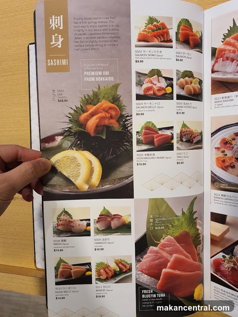 Sashimi Menu Page