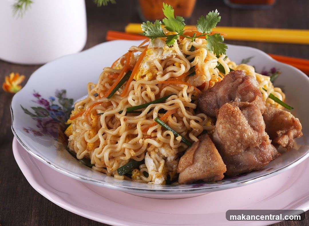 Noodles with meat and vegetables