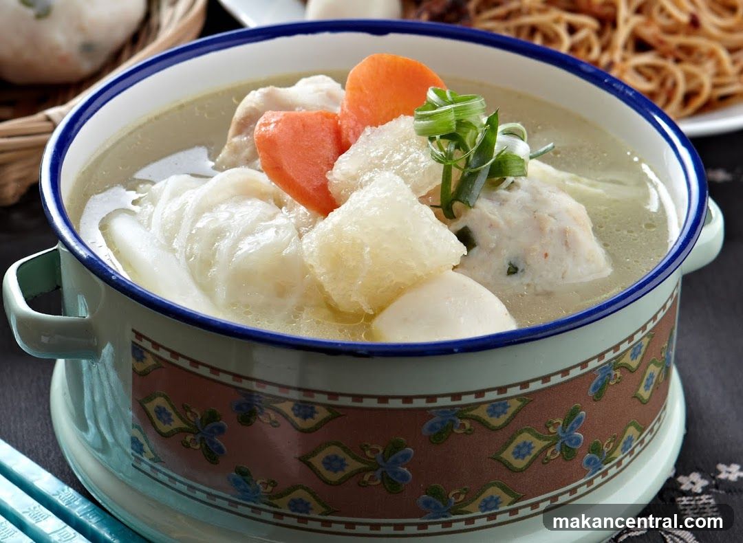 Soup in decorative bowl