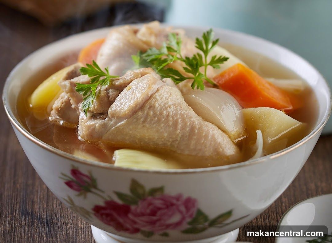 Chicken Soup in Floral Bowl