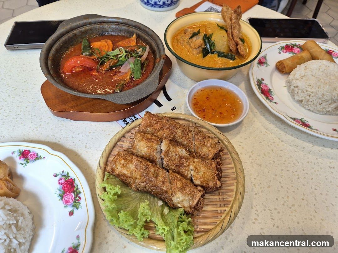 Table with Malaysian dishes