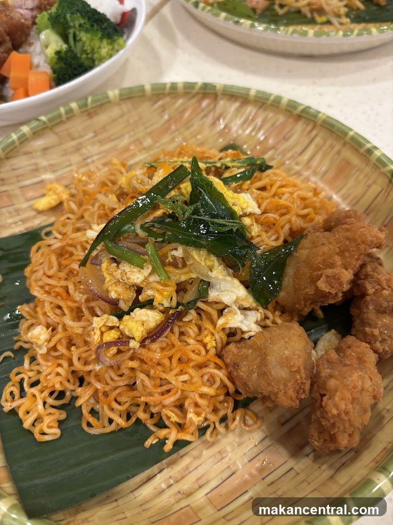 Food served on a bamboo tray